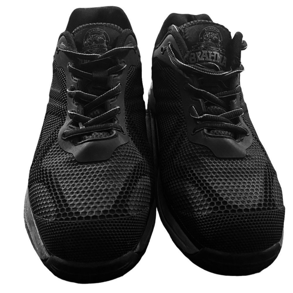 Brahma Mens Sz 7.5 Black Mesh Kamden Steel Toe Slip Resistant Work Shoes